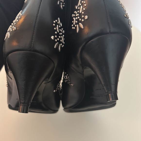 Yves Saint Laurent Paris black studded kitten heel booties - Picture 7 of 12